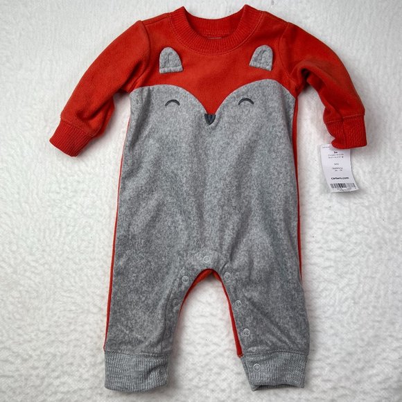NWT Carter's Cute Little Fox One-Piece Outfit Sz 3M Bottom Snaps Very Soft - Picture 1 of 4